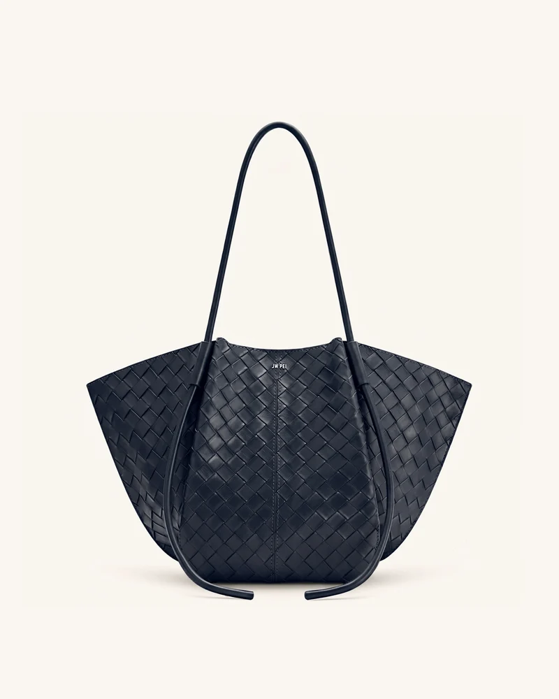 Nala Breite Tote Bag mit Webstruktur - Marineblau