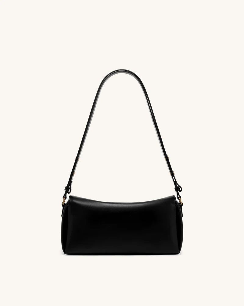Lucia Schultertasche mit asymmetrischer Klappe - Schwarz