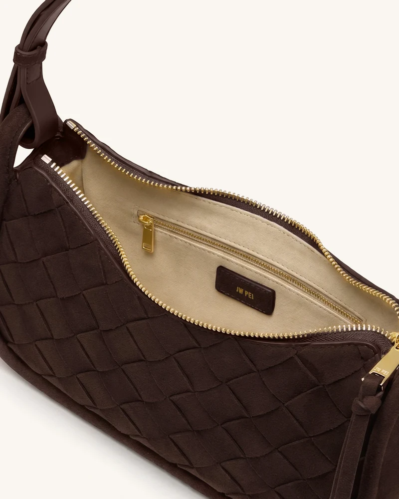 Zirelle Geflochtene Hobo-Tasche aus Wildlederimitat - Braun