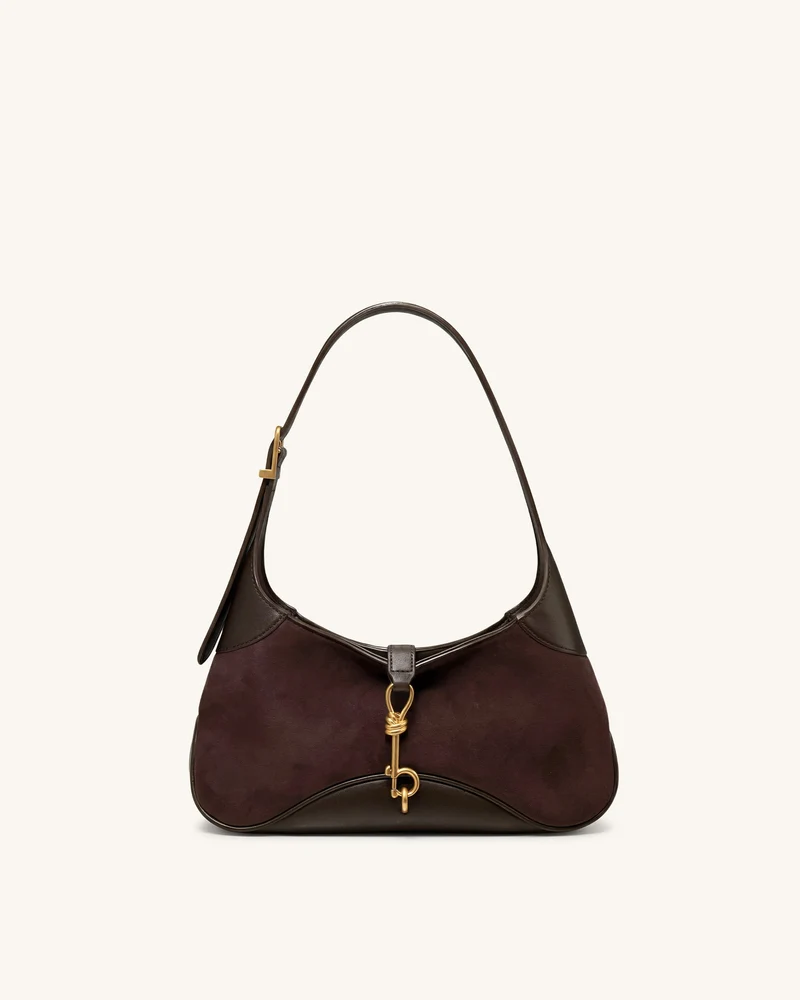 Juliette East-West-Schultertasche mit Schlüsselanhänger - Dunkelbraun