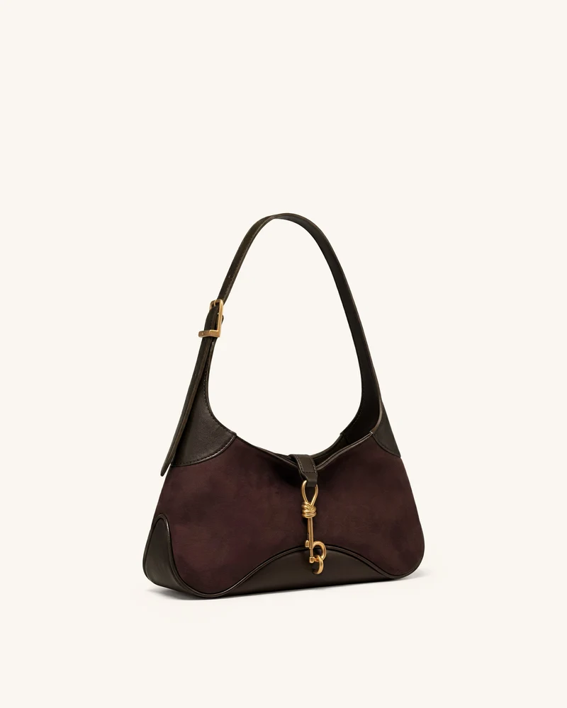 Juliette East-West-Schultertasche mit Schlüsselanhänger - Dunkelbraun