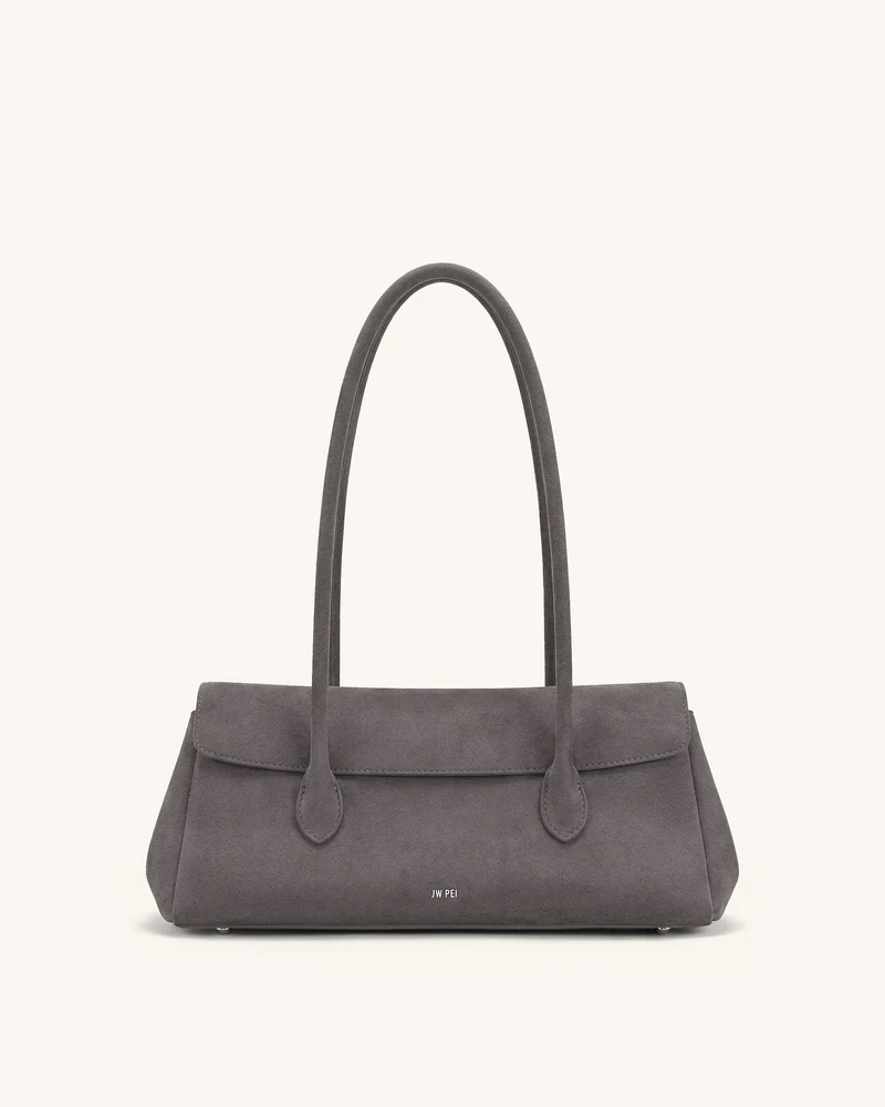 Solenne East-West-Schultertasche aus Wildlederimitat - Taupe