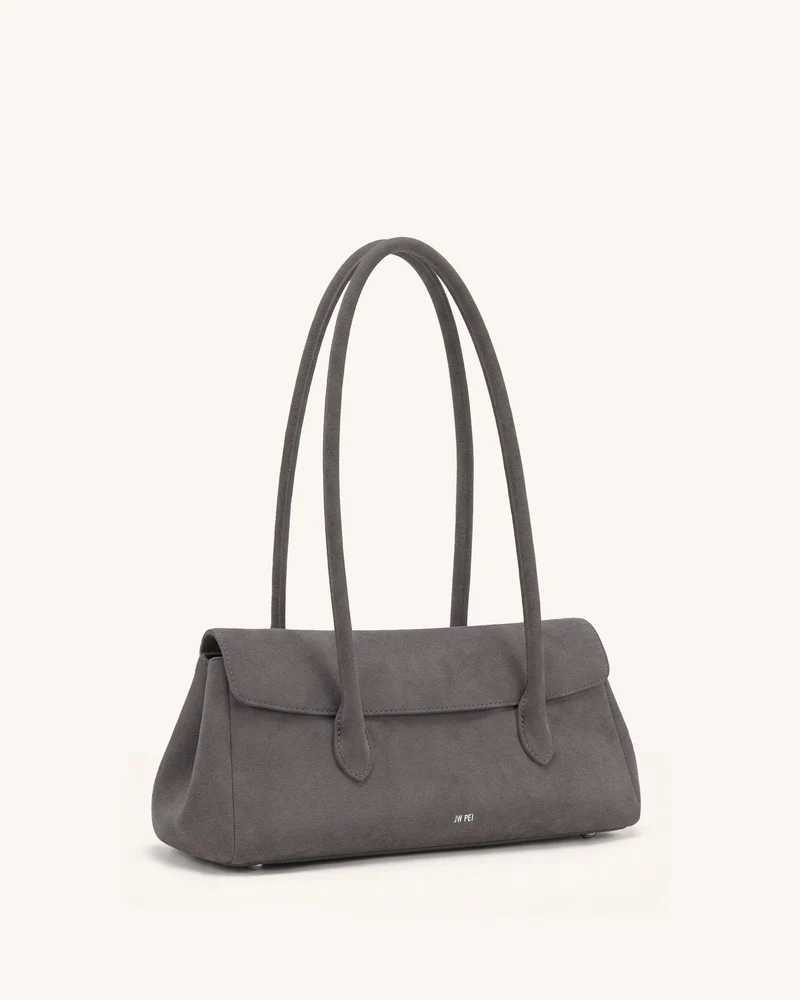 Solenne East-West-Schultertasche aus Wildlederimitat - Taupe
