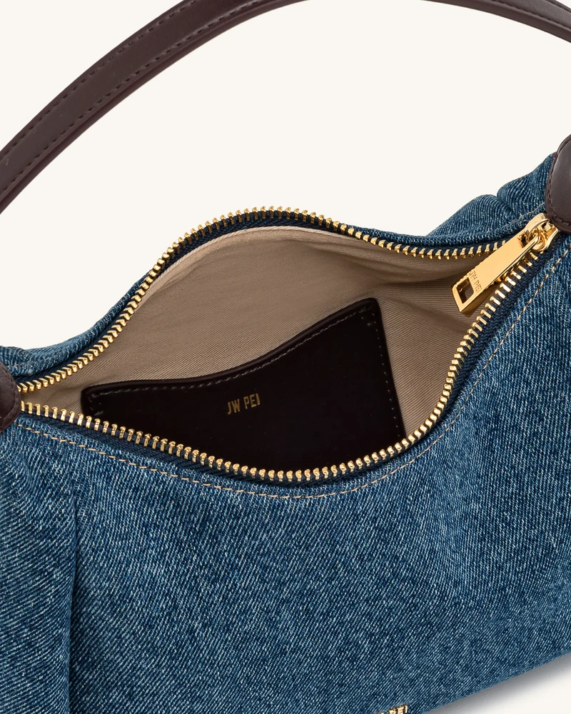 Velora Denim-Schultertasche - Blaues Denim