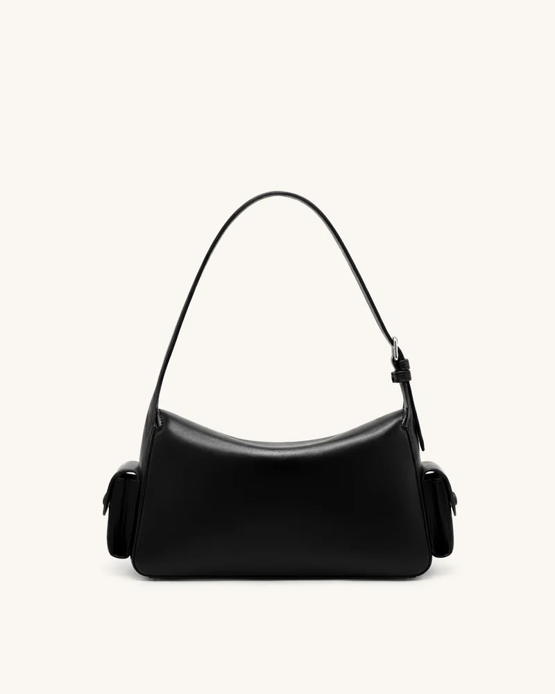 Corinne Multi-Pocket Schultertasche - Schwarz