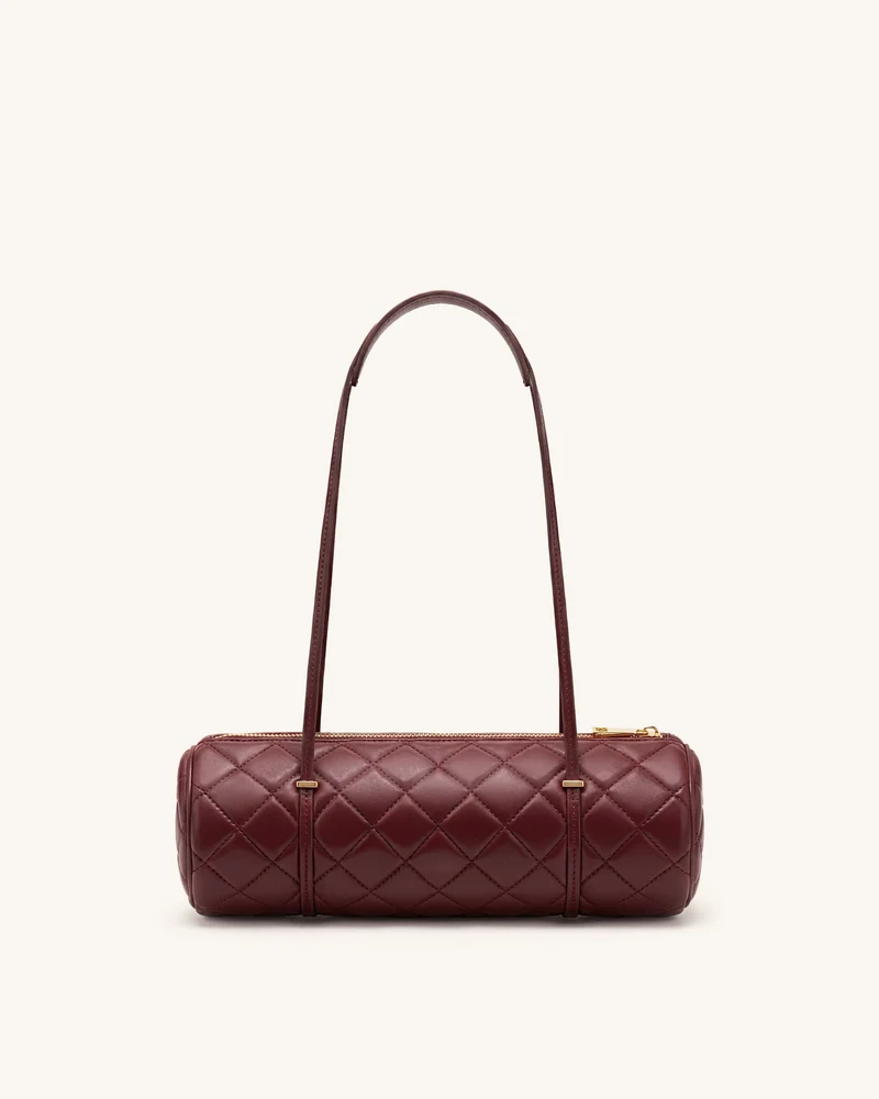 Marcella Gesteppte Zylinder-Schultertasche - Burgund