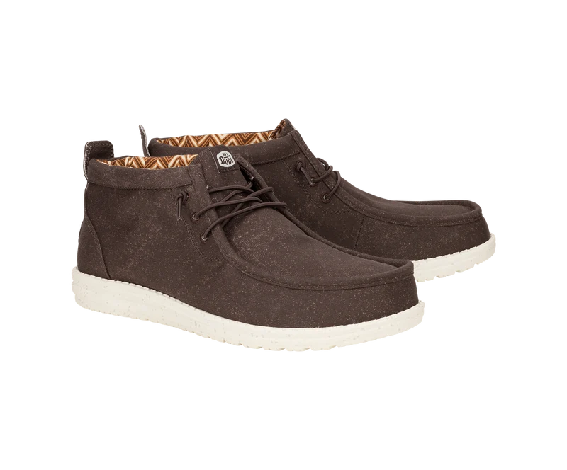 Hey Dude Wally Mid Stretch Canvas Mokassin-Stiefel für Herren | Mole Brown