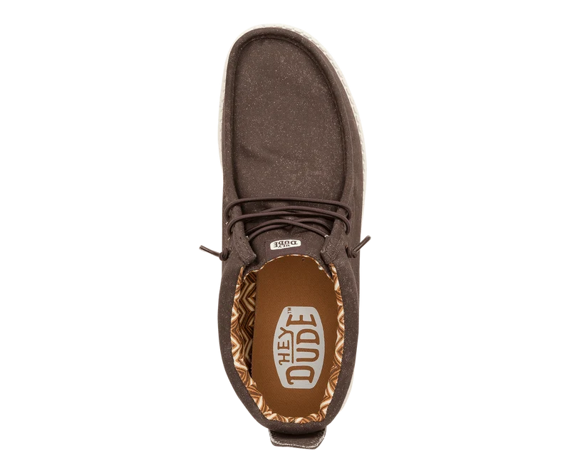 Hey Dude Wally Mid Stretch Canvas Mokassin-Stiefel für Herren | Mole Brown