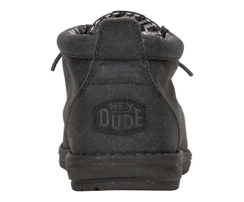 Hey Dude Wally Herren-Mokassin-Stiefel aus Canvas mit mittlerer Stretchlänge | Schwarz/Weiß