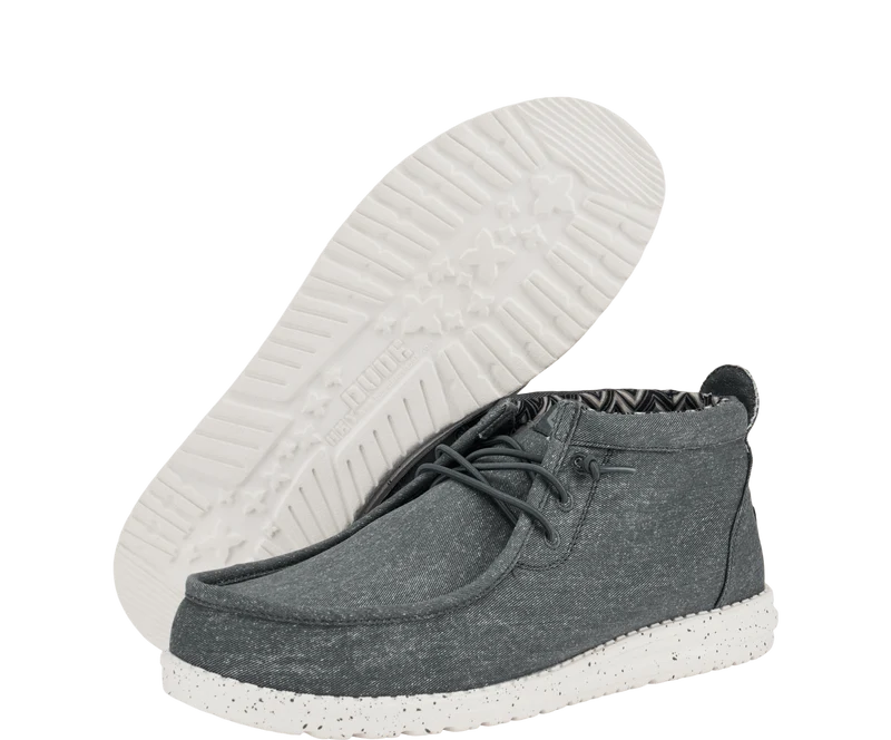 Hey Dude Wally Mid Stretch Canvas Mokassin-Stiefel für Herren | Grau