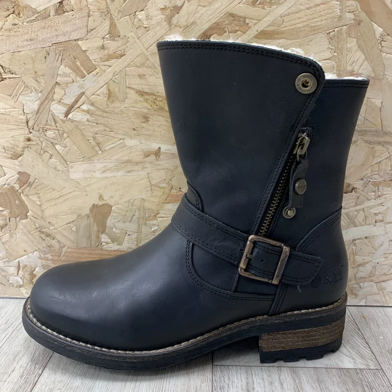 Oak & Hyde Damen-Stiefeletten „Bridge Double Up“ aus gefüttertem Leder – Schwarz
