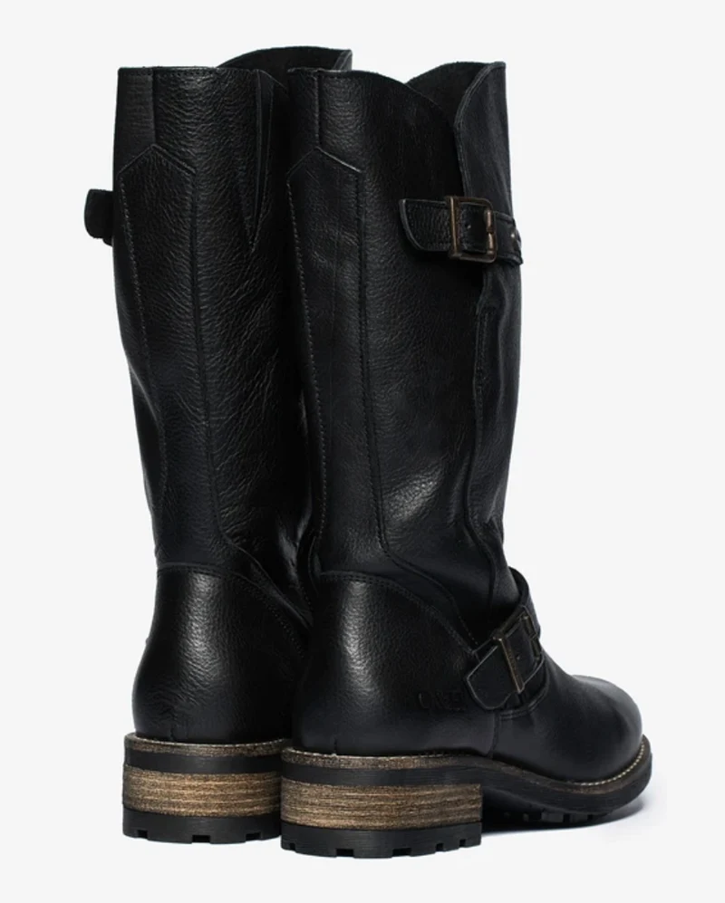 Oak & Hyde Damen Crest Bombain Lederstiefel - Schwarz