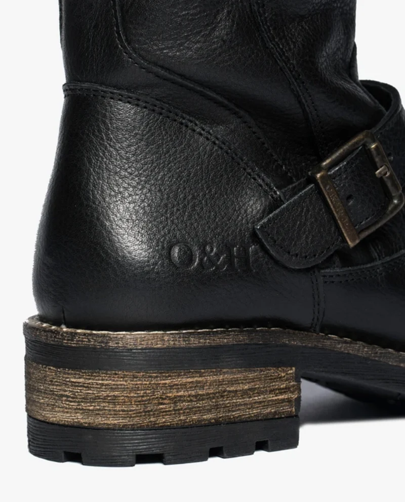 Oak & Hyde Damen Crest Bombain Lederstiefel - Schwarz