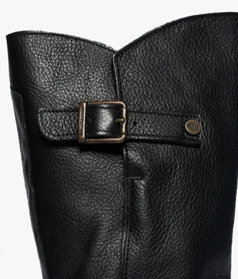 Oak & Hyde Damen Crest Bombain Lederstiefel - Schwarz