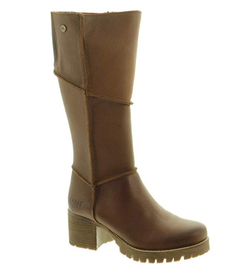 Oak & Hyde Kensington Hi Bombain Lederstiefel für Damen – Braun