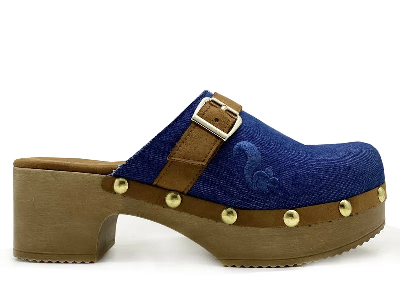 thies 1856 ® Rec Denim Comfy Clog vegan denim blue