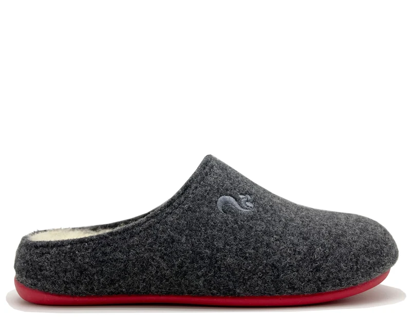 thies 1856 ® Recycled Wool Slippers dark grey red