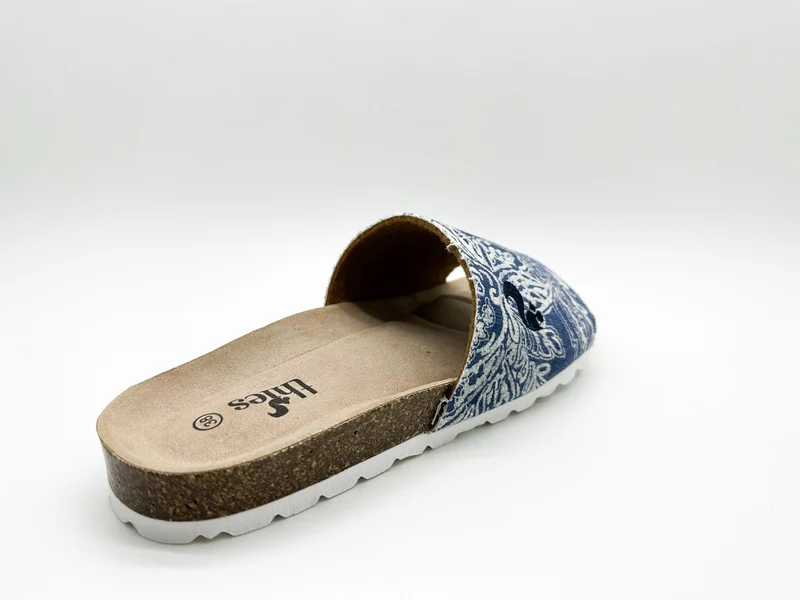 thies 1856 ® Rec Denim Pool Slide vegan paisley