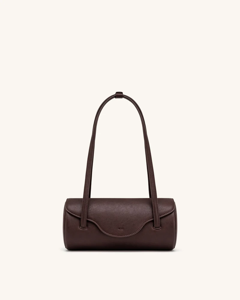 Solenne Barrel-Schultertasche - Dunkelbraun