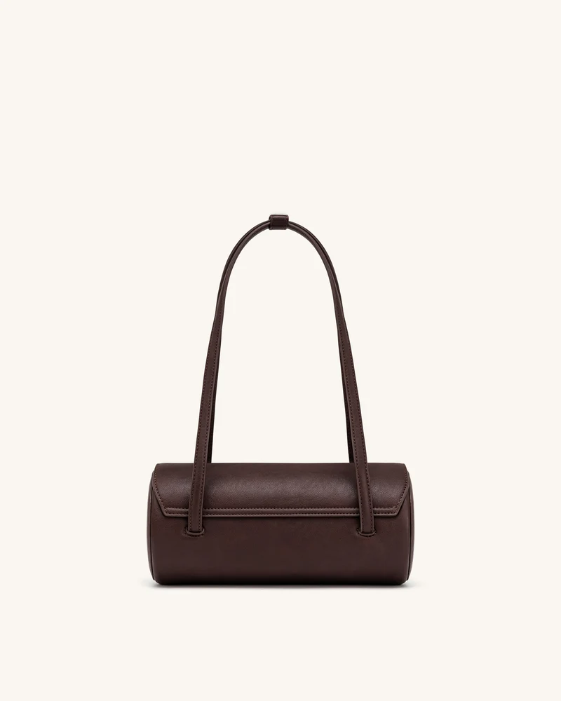 Solenne Barrel-Schultertasche - Dunkelbraun