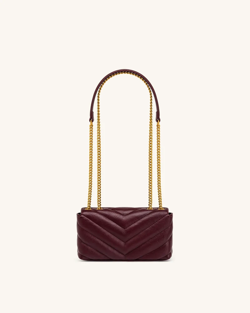 Riley Gesteppte Dackel-Schultertasche mit Überschlag - Deep Burgundy