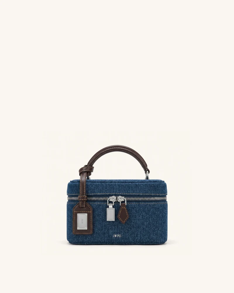 Cleo Henkeltasche in Boxform - Dunkelblauer Denim