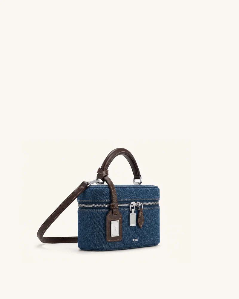 Cleo Henkeltasche in Boxform - Dunkelblauer Denim