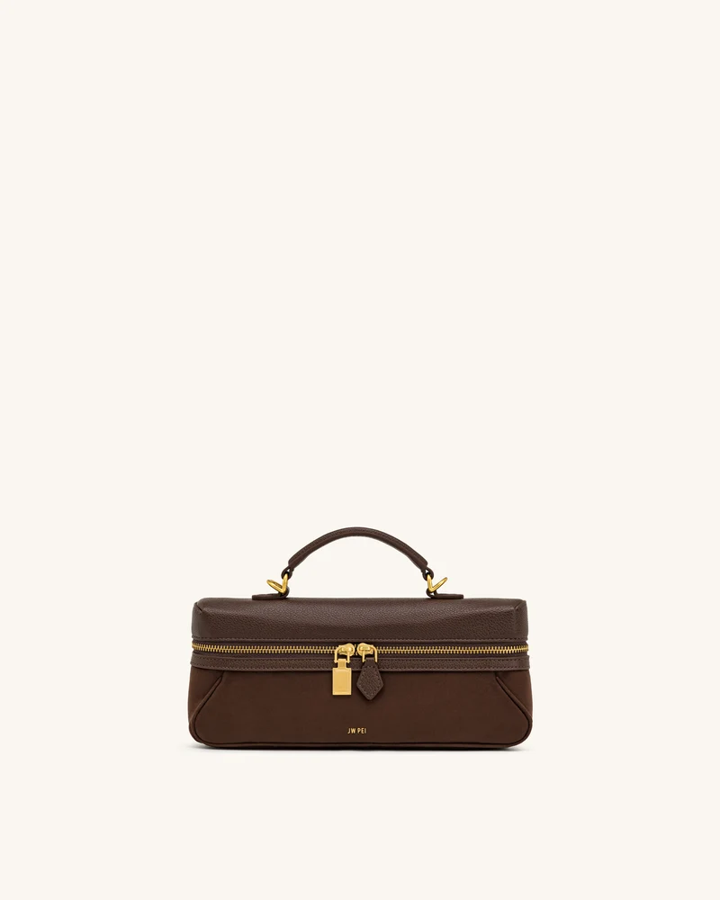 Cleo Vanity Bag aus Wildlederimitat - Dunkelbraun