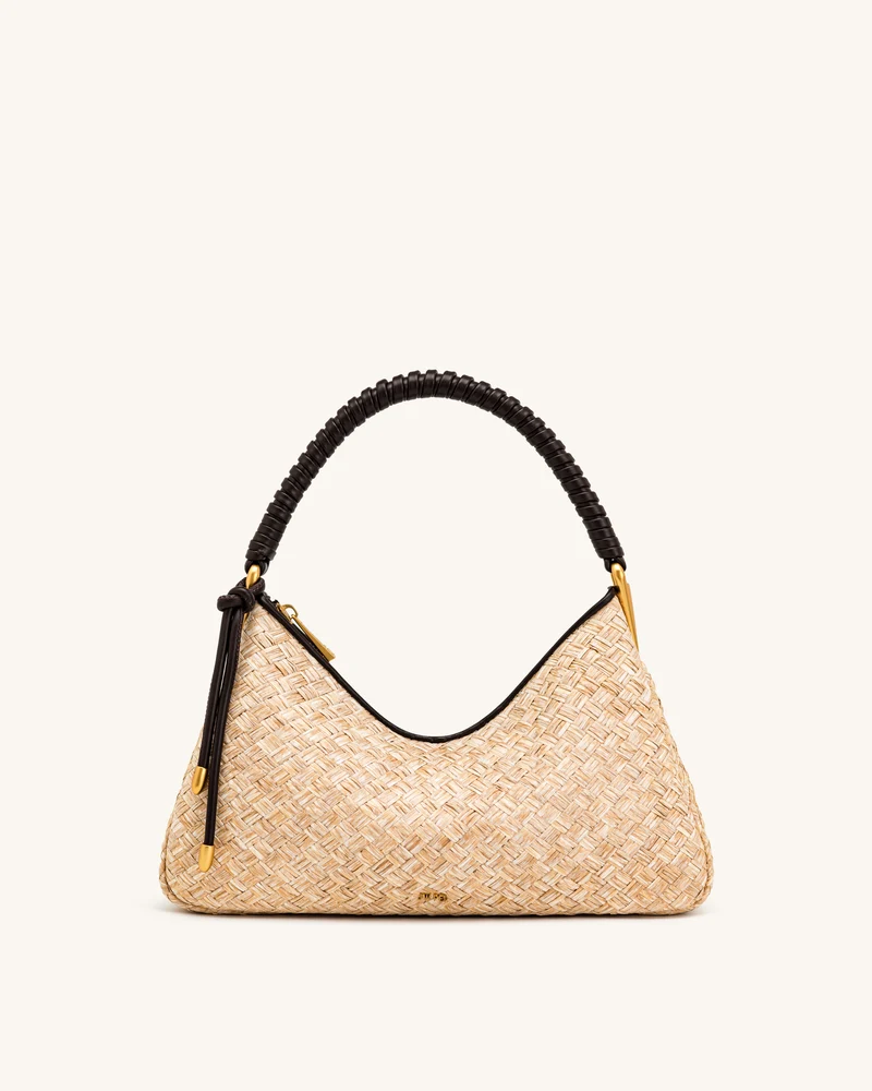 Lorena Schultertasche in Bast-Optik - Braun