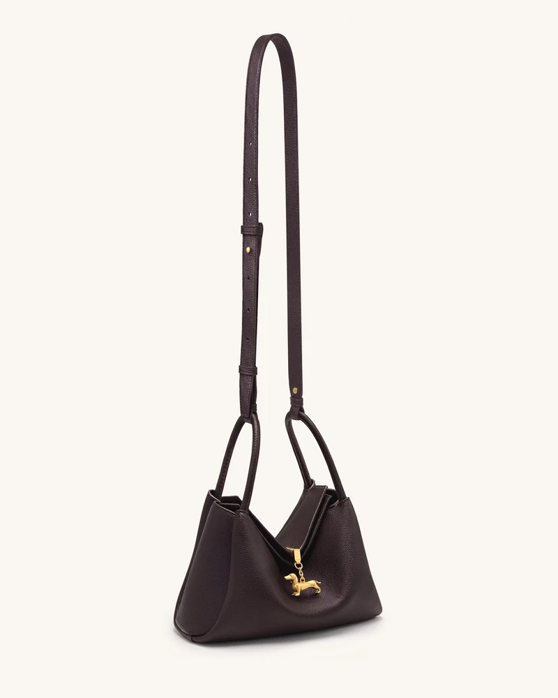 Maelle Henkeltasche mit Dackel-Charm - Dunkelbraun