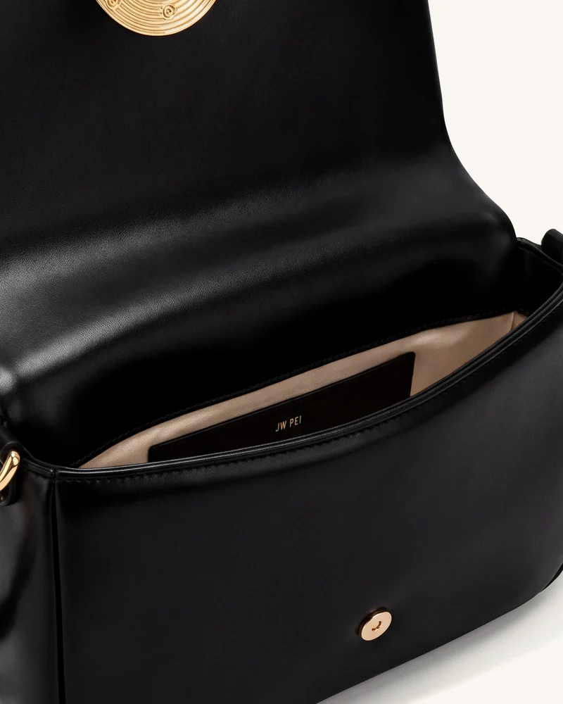 Sofia Geraffte Schultertasche - Schwarz