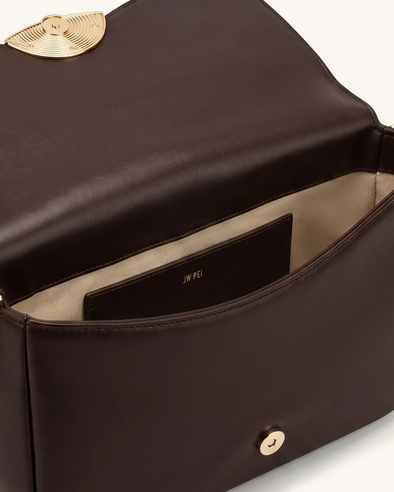 Sofia Klassische Schultertasche mit Überschlag - Dunkelbraun