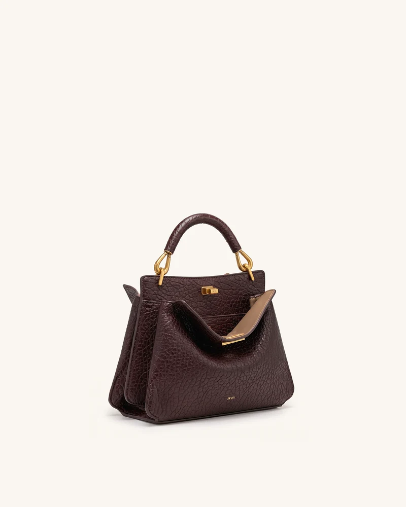 Lucia Henkeltasche in Elefanten-Optik - Dunkelbraun