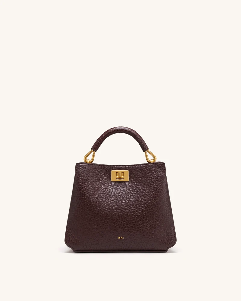 Lucia Henkeltasche in Elefanten-Optik - Dunkelbraun