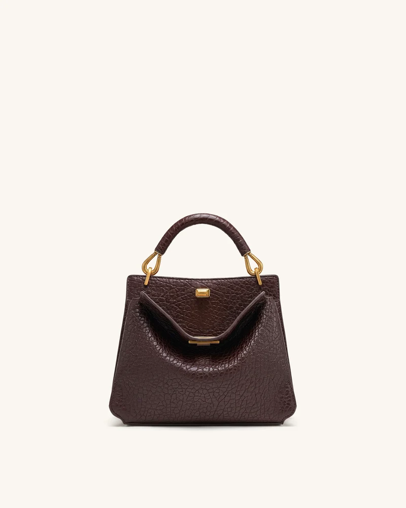 Lucia Henkeltasche in Elefanten-Optik - Dunkelbraun
