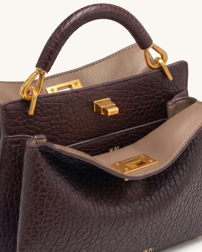 Lucia Henkeltasche in Elefanten-Optik - Dunkelbraun