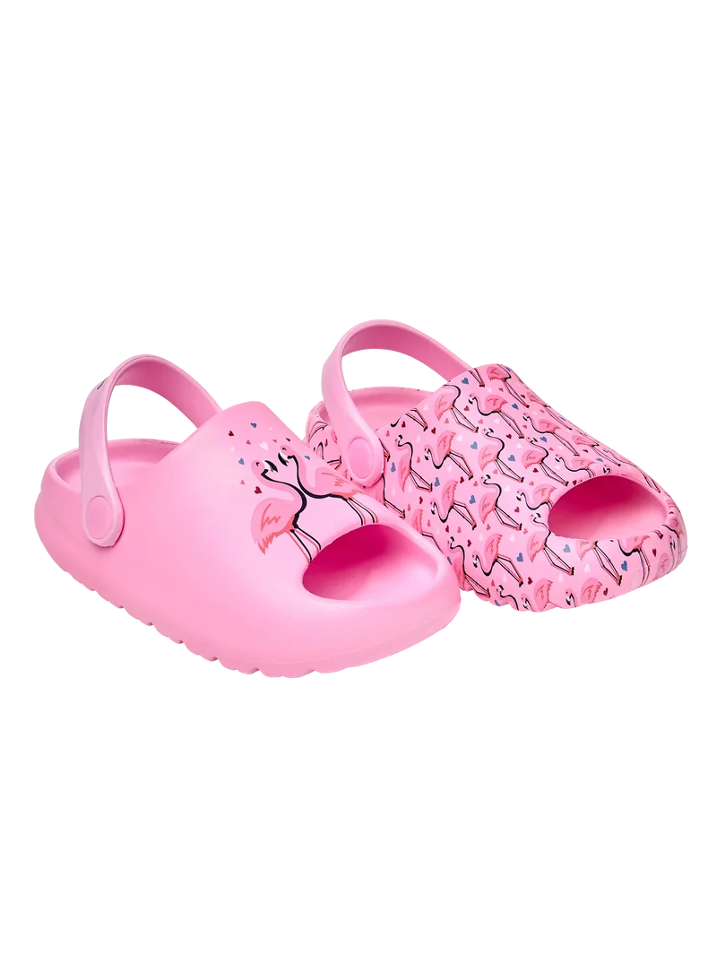 Lustige chunky Baby-Clog-Sandalen Flamingos und Herzen