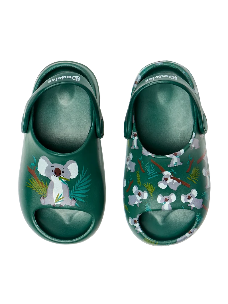 Lustige chunky Baby-Clog-Sandalen Koala und Blätter