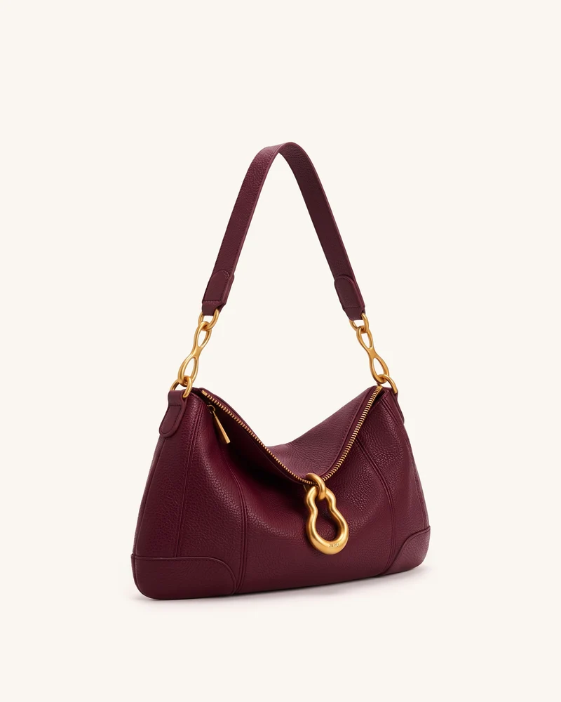 Jayla Schultertasche mit Metallanhänger-Verzierung - Burgund