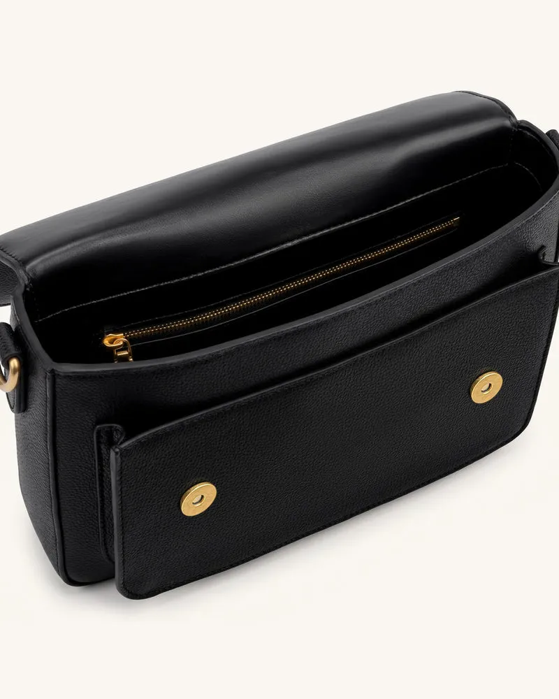 Mirelle Gekörnte Satchel mit Henkel - Schwarz