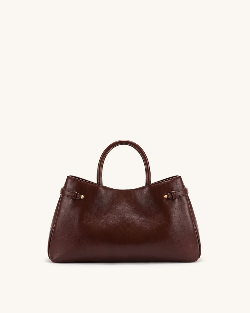 Maeve Satchel-Tote-Bag mit Dackel-Anhänger - Dunkelburgunder