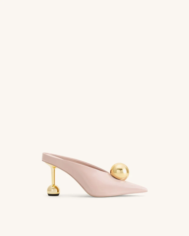 Sofia Mules mit Absatz und schrägem Rist – Altrosa