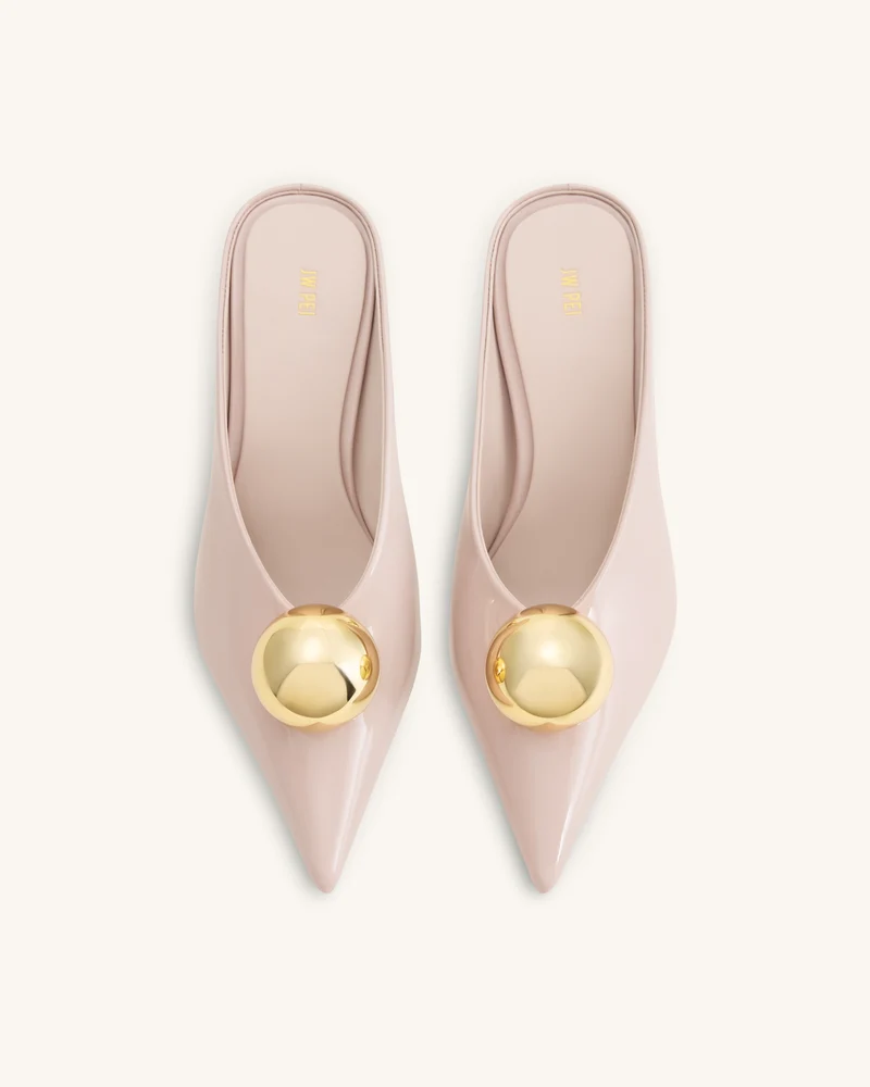 Sofia Mules mit Absatz und schrägem Rist – Altrosa