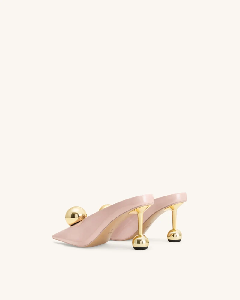 Sofia Mules mit Absatz und schrägem Rist – Altrosa