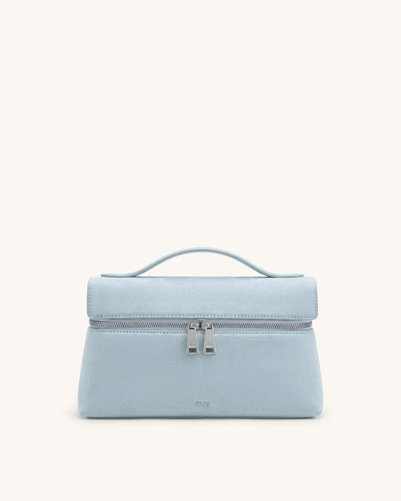 Thea Henkeltasche aus Wildlederimitat - Hellblau
