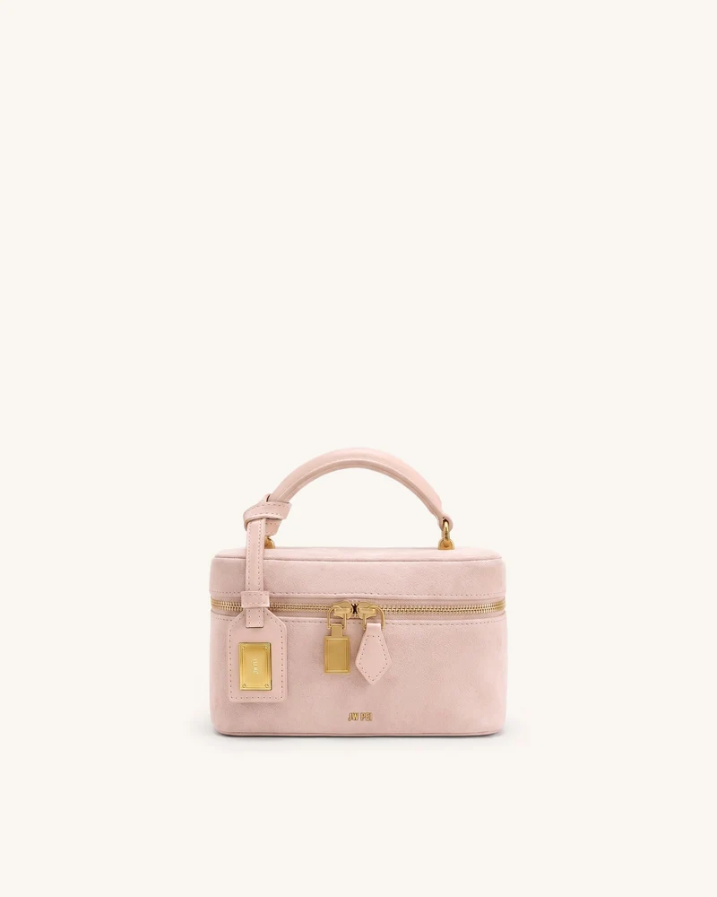 Cleo Henkeltasche in Box-Form aus Wildlederimitat - Pink