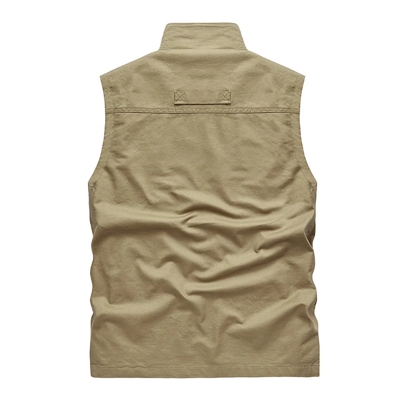 Herren Ärmellose leichte Canvas-Utility-Weste mit atmungsaktivem Mesh-Futter, windabweisender Front und mehreren Reißverschlusstaschen Nord Taschen