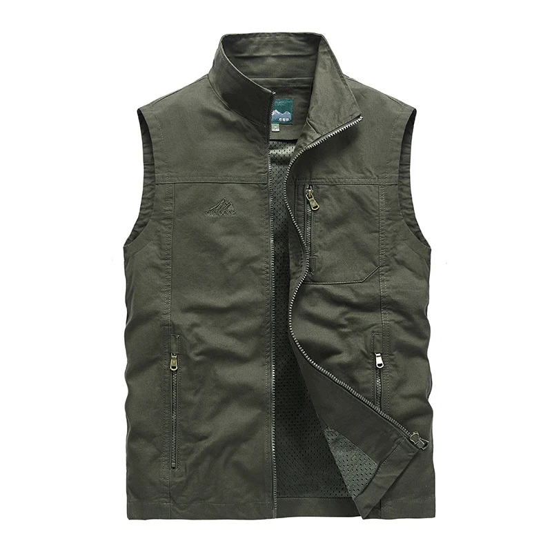 Herren Ärmellose leichte Canvas-Utility-Weste mit atmungsaktivem Mesh-Futter, windabweisender Front und mehreren Reißverschlusstaschen Nord Taschen