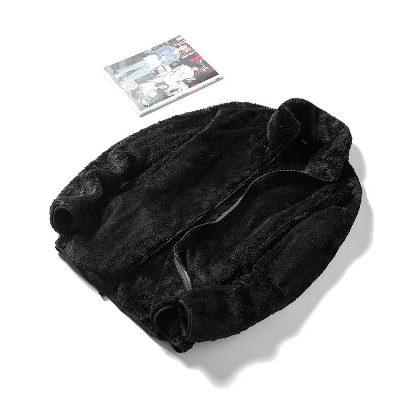Damen Kuschelige Teddy-Fleecejacke im Oversize-Style mit Stehkragen und Reißverschluss Nord Taschen