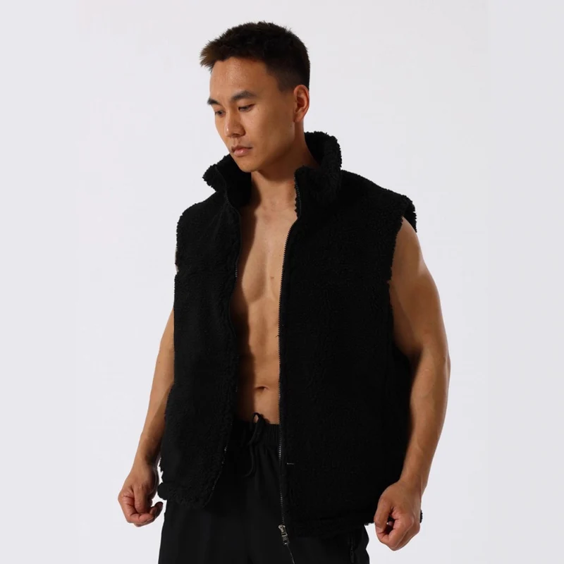 Damen Ärmellose Sherpa-Fleece-Weste mit hohem Stehkragen und Reißverschluss Nord Taschen